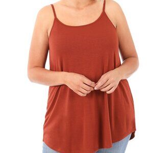 Zenana- Plus Size- Reversible Cami-Dk. Rust, 3X, Fall, Comfy, Casual